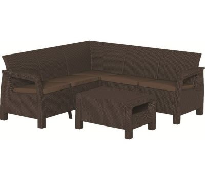 Угловой диван Corfu Relax set Коричневый от производителя Allibert по цене 45 500 р Угловой диван Corfu Relax set Коричневый от производителя Allibert по цене 45 500 р